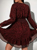 Sexy V-Neck Leopard Print Long-Sleeve Dress Plus Size Women Clothing American Slim A-Line Skirt Elegant Party Evening Dress