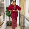 Plus Size African Party Dresses for Women Dashiki Diamond Bodycon Slit Long Dress Elegant Turkey Muslim Wedding Evening Gown