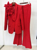 High Street Designer Runway Suit Set Women's Three Dimensional Flower Suit Jacket Trousers Pants Suit 2pcs