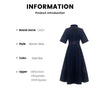 Women's Denim Long Dress Autumn Texture navy blue Women's Business Long Dress