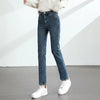 Women's Winter Fleece Warm Jeans Retro Elastic Thickened Comfortable Straight Korean Casual Female Velvet Denim Pants