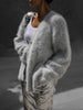 Solid Knit Cardigan Women Long Sleeve Casual V Neck Oversized Sweater Women's Autumn High Street Knitted Coats