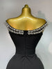 Women Sexy Off Shoulder Black Long Diamond Bodycon Bandage Dresses Celebrity Elegant Evening Party Nightclub Wedding Guest Dress