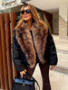Women's Warm Faux Fur Spliced Cotton Coats Loose Lapel Long Sleeve Pockets Thicken Jacket Winter Lady Chic Outwear