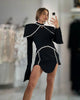 Women High End Black Designer Asymmetric Mini Diamonds Dress Chic Laides High Street Daily Dress One Piece Going Out