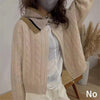 Solid Color Zipper Knitted Cardigan Women Autumn Winter Casual Twist Long Sleeve Sweater Jacket