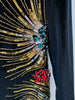 High Street Designer Women's Long Sleeve Sequined Rhinestone Diamonds Beaded Velvet Dress