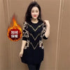 Autumn Winter Add Velvet/No Velvet Women Bottoming Dress Diamonds Dreses Middle Aged Mother Pullover Tops 5XL