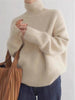 Autumn and Winter Thick Cashmere Sweater Women High Neck Pullover Sweater Warm Loose Knitted Base Sweater Jacket Tops