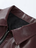 Loose PU Jacket Coats For Women Autumn Winter Long Sleeve Lapel Wine Red Coats Vintage Commuting Bomber Jackets