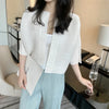 Pleated Casual Thin Jacket for Women with A Sense of, Loose One Button Short Cardigan Top for Women