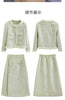 Elegant Tweed Two Piece Set for women Tassel Long Sleeve Jacket Coat + High Waist Skirt Sets Office Lady Suit