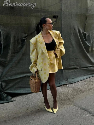Floral Print Stand Collar Blazer Coat Women Asymmetric Placket Chest Pocket Padded Shoulder Outwear Long Sleeve Suit Jacket