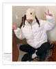 Women Parkas Turtleneck Full Sleeve Thick Coats Short Coat Solid Zipper Spliced Jackets Pocket Casual Elegant Lady Winter