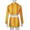 Women Serpentine Button Up Side Split A-line Mini Skirt Suit and Blazer Top Two 2 Piece Set Outfits Autumn Clothing