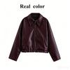 Autumn Winter Women's Moto Biker Zipper Long Sleeve Jacket Faux Leather Jacket Outerwears Causal Coats