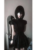 Gothic Lolita Y2K Women's Mini Dress Double Breasted Striped Ruffle Hem Slim Fit Harajuku Dark Cute Night Out Streetwear