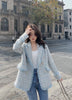 Elegant Plaid Women Blazer French Small Fragrance Raw Edges Tassel Suit Jacket Button Loose Casual Aesthetic Female Coat