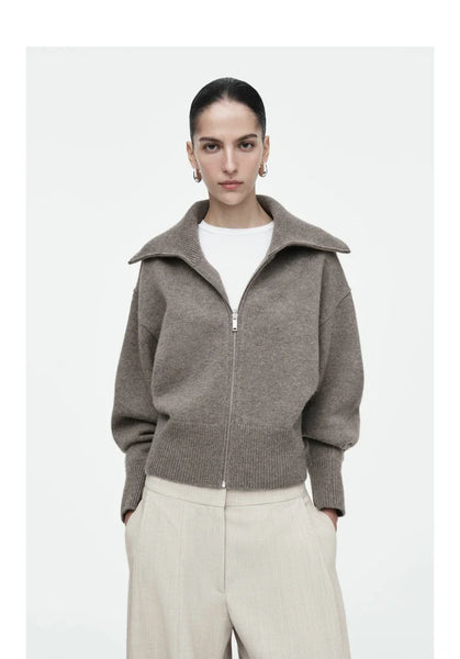 Apparel Yazhimei Cos Mod Spring of Ladies' Casual Standard Fit Waist-Cinching Knitted Pilot Jacket
