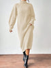 Winter Knit Dresses Women Turtleneck Straight Long Dress Autumn Solid Full Sleeve Thick Casual Vestidos Basis Lady