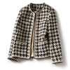 Elegant Weave Plaid Women Tweed Blazer Autumn Winter Women's Jacket Pocket Office Ladies Suit Coats Long Sleeve Mujer Clothes