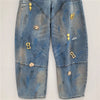 Chic Y2K Style Metal Decoration Washed Blue Women's Stacked Jeans Pants For Woman Clothing Wide Leg Vintage Denim Trouserso