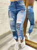 Jeans Women Stylish Monogrammed Slashed Marabou Chino Jeans Casual Length Trousers Plus Size Pants For Female