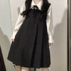 Dress Sets Women Peter Pan Collar Flared Sleeve Shirt + Square Collar Japanese Dress Two-piece Suit Girl