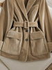 Casual Brown Velvet Blazer for Women Winter Thickened Long Sleeve Lapel Jacket Stylish Versatile Outerwear