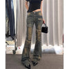 Autumn Winter Women's Denim Pants High Waist Cargo Jean Goblin Core Kpop Bell Bottom Japanese Y2k Stretch 2000s Jeans Gyaru