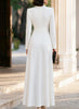 Women V Neck Long Sleeve Maxi Dress Elegant Ruched Waist Wrap Party Evening Gown Formal Cocktail Wedding Guest Dress