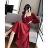 Long Puff Sleeve Solid Elegant Dress Women Clothing Wedding Guest Year Women High Waist Slim Evening Party Dresses