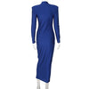 Shoulder Padded Long Sleeve Bodycon Green Party Club Maxi Long Dress Spring Autumn Women Elegant Clothes