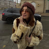Chic Street Girls Cow Print Fur Coat Women Winter Brand Warm Faux Fur Jacket Autumn Iconic Streetwear