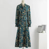 Autumn Spring Chiffon Dress Plus Size Women Casual Dresses Vestidos Female Vintage Printed Floral Full Sleeve A-line Long Dress