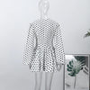 Polka Dot Puff Sleeve Dress Women's V-neck Waist Cinching Pleated Mini Dresses Spring Lady Elegant Casual Wear