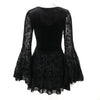Elegant Vintage Mall Gothic Velvet Dresses Grunge Punk Style Flocked Bandage Dress Women Flare Sleeve Party Alt Outfit