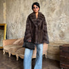Women Elegant Fake Fur Coat Bell Sleeve Lapel Suede Surface Girdle Coats Unique Temperament Winter High Street