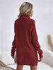 Women's Autumn Winter Knit Dress Solid Color Loose Turtleneck Comfortable Sweater Style Gown