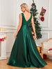 Elegant Sequins Evening Dress For Women Deep V-neck Satin Prom Party Green Dress Floor Length Blue Formal Gowns