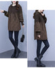 Autumn Winter Splicing Sweater Women Jacket Hooded Loose knitted Sweater Coat Female Thicken Warm Outerwear Top