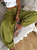 Solid Drapey Satin Loose Harem Pants Women Casual Elastic Waist Drawstring Design Long Pant Lady Commute Versatile Wear