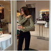 Women Round Neck Tweed Jacket Fringe Trim Long Sleeve Open Front Cropped Texture Outerwear Lady Elegant Daily Street Coat