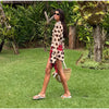 Women Chic Vacation Outfits Leopard Print Sheer Chiffon Shirt Casual Turn-down Collar Mini Dress & Detachable Scarf
