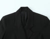 Women Lace Patchwork Black Crop Blazer Front Double-breasted Long Sleeve Suit Jacket