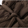 Winter Warm Stand Neck Long Lace Up Down Jackets Women Solid Ruff Soft Waist-cinching Coat Female Winter Chic Jackets
