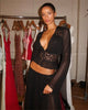Elegant Sexy Two Piece Set Women V Neck Long Sleeve T-shirt Maxi Skirt Matching Set Female Loose Pleated Club Dress Set