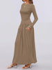 Autumn Women Long Sleeve Maxi Dress Comfortable Fit Ruched Detail Multi Color for Casual Everyday Wear