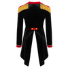 Womens Circus Ringmaster Costume Tuxedo Party Showman Tailcoat Blazer Stand Collar Fringed Shoulder Board Velvet Jacket Coat