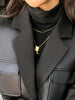 Autumn Black Wool Blends Patchwork Leather Jacket Women with Many Pockets Long Sleeve Korean Streetwear